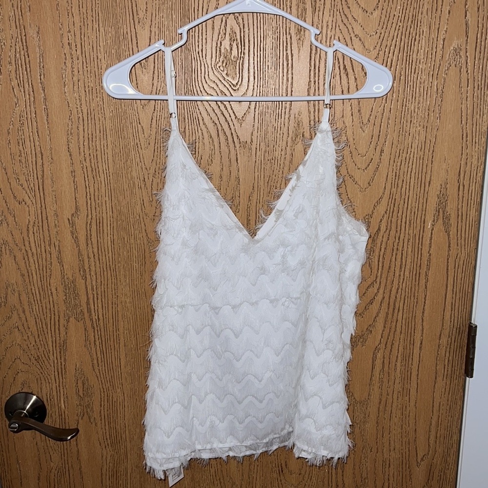 CUPSHE XL white ruffled tank, never worn with tags.